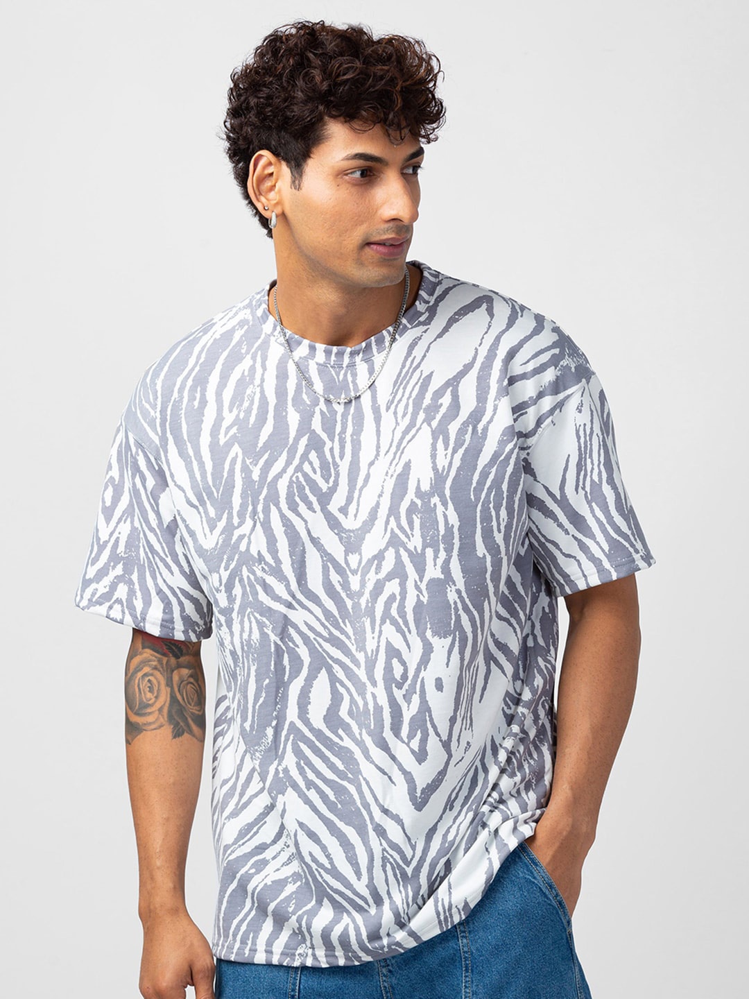 

VASTRADO Men Animal Printed Cotton T-shirt, White