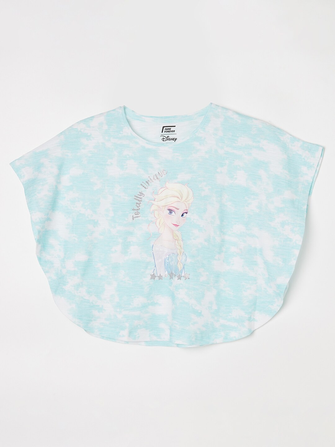 

Fame Forever by Lifestyle Girls Tie & Dye Cotton Elsa Round Neck T-shirt, Blue