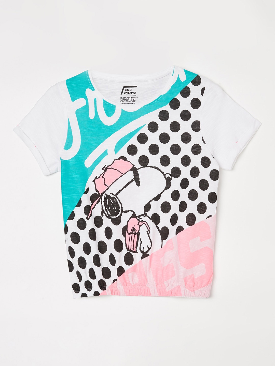 

Fame Forever by Lifestyle Girls Snoopy Printed Cotton T-Shirt, White