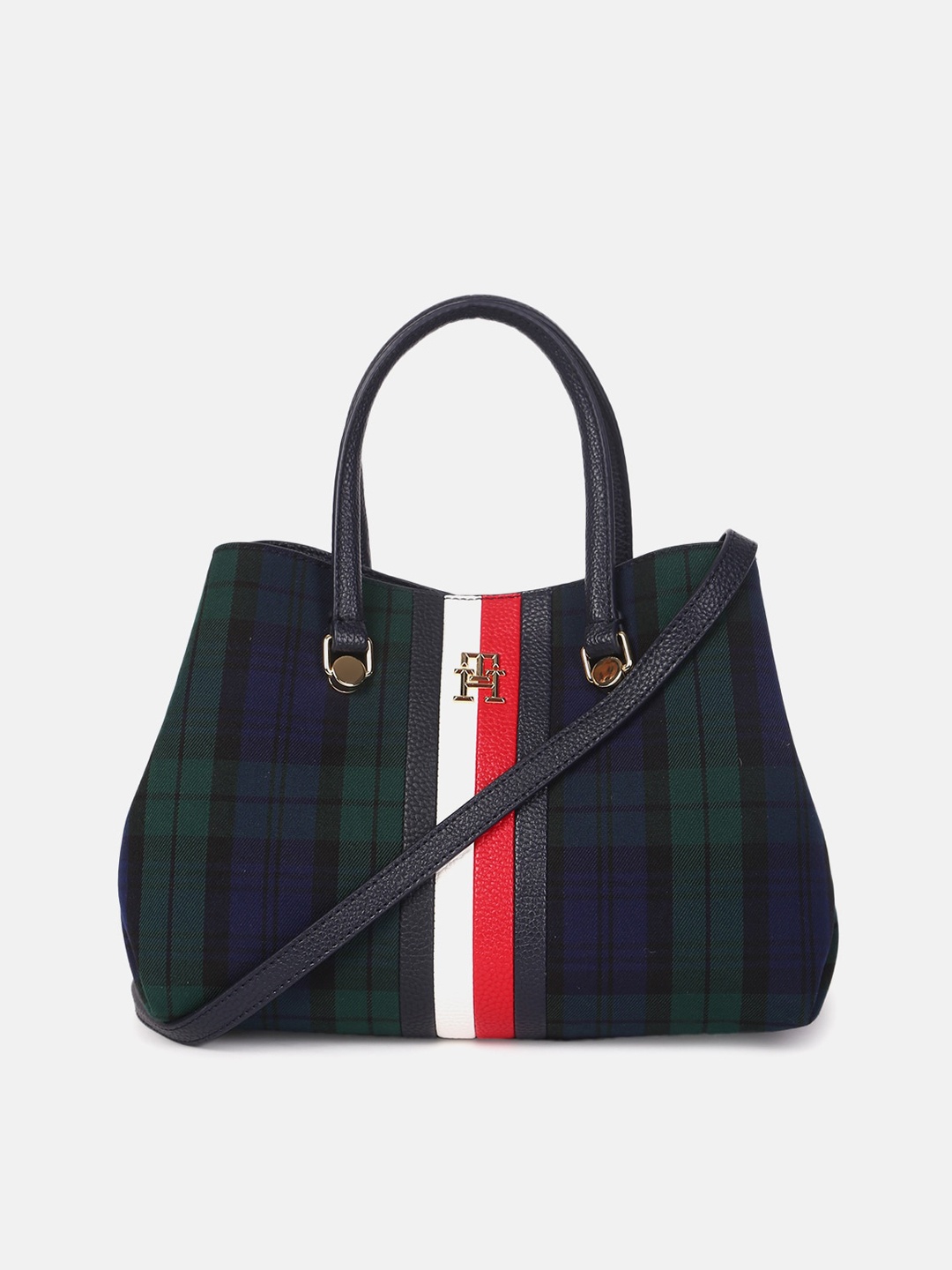 

Tommy Hilfiger Striped Structured Handheld Bag, Blue