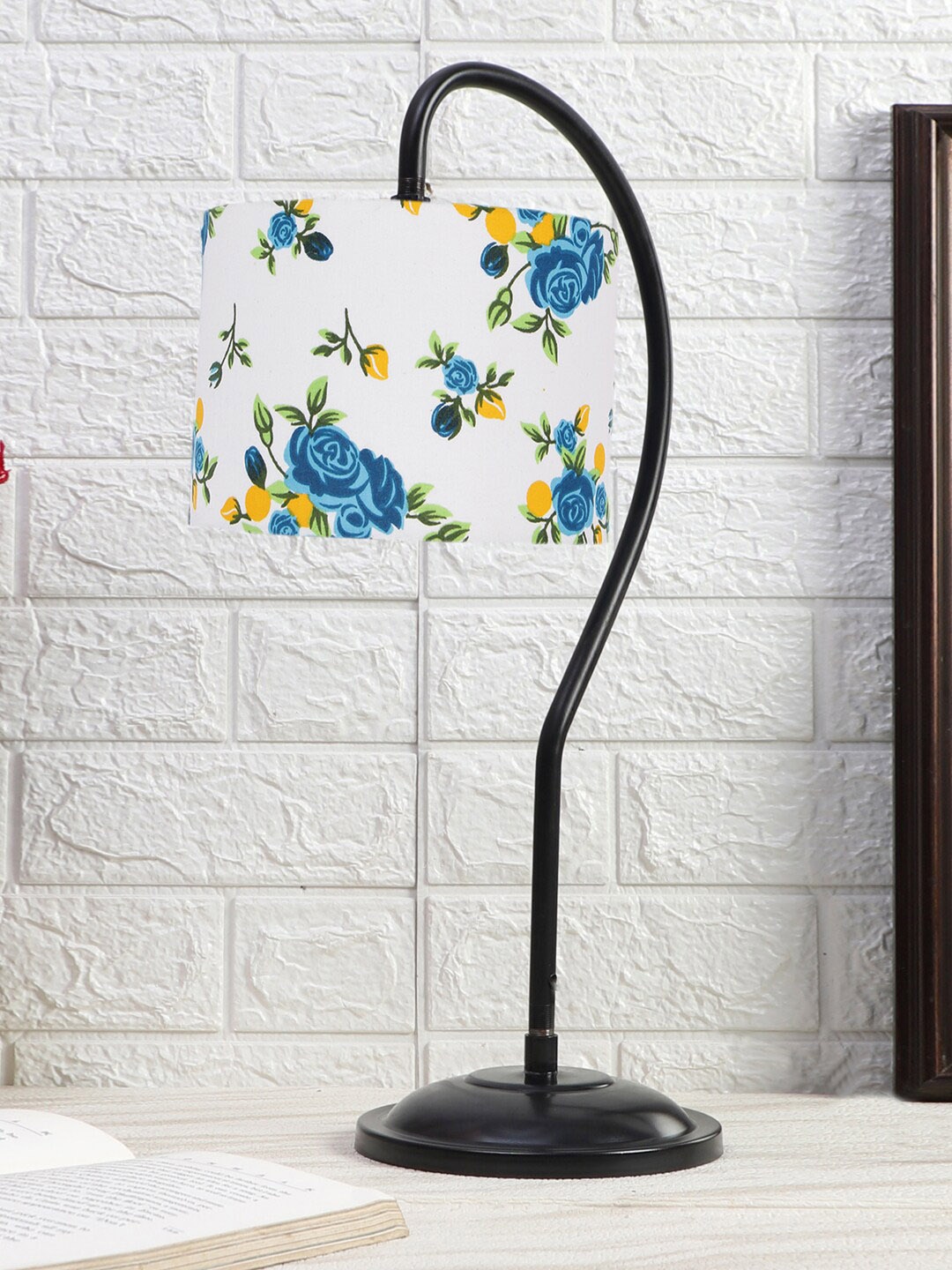 

Devansh White & Black Printed Cotton Table Lamp With Shade
