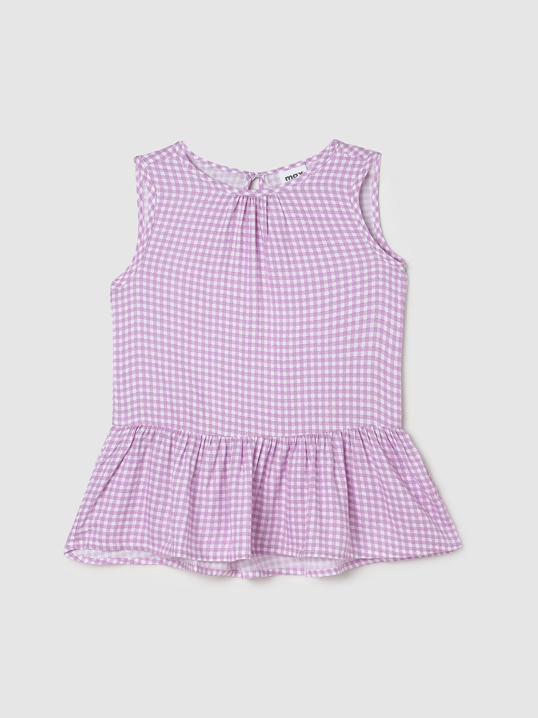

max Girls Checked Peplum Top, Purple