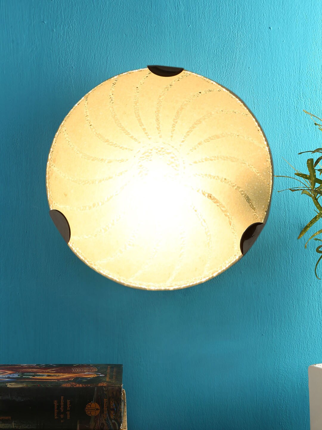 

Devansh White Textured Glass Flush Mounted Ceiling Lamp