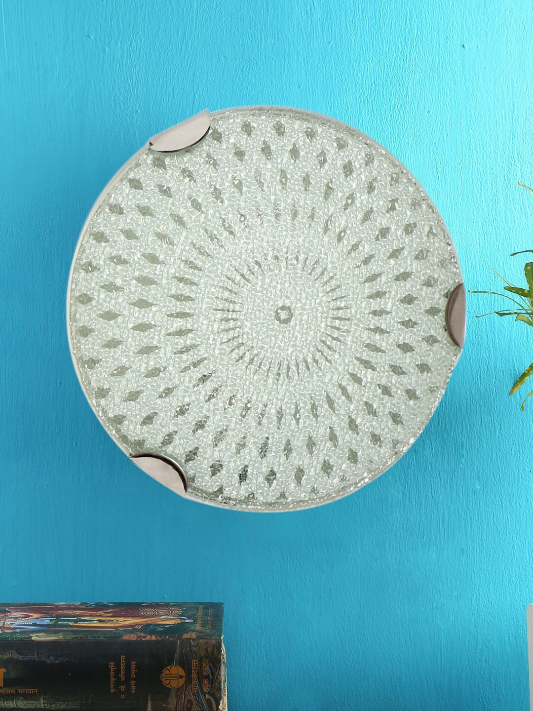 

Devansh White Textured Glass Flush Mounted Ceiling Lamp