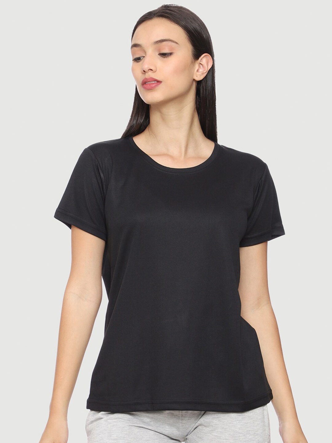 

Urban Komfort Women Short Sleeves Round Neck T-shirt, Black