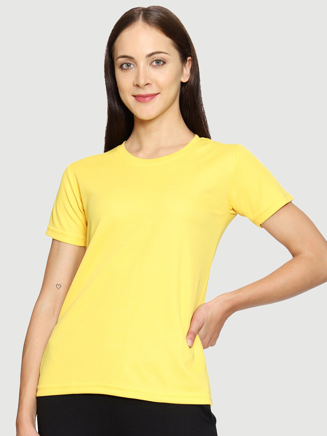 

Urban Komfort Women Short Sleeves Round Neck T-shirt, Yellow
