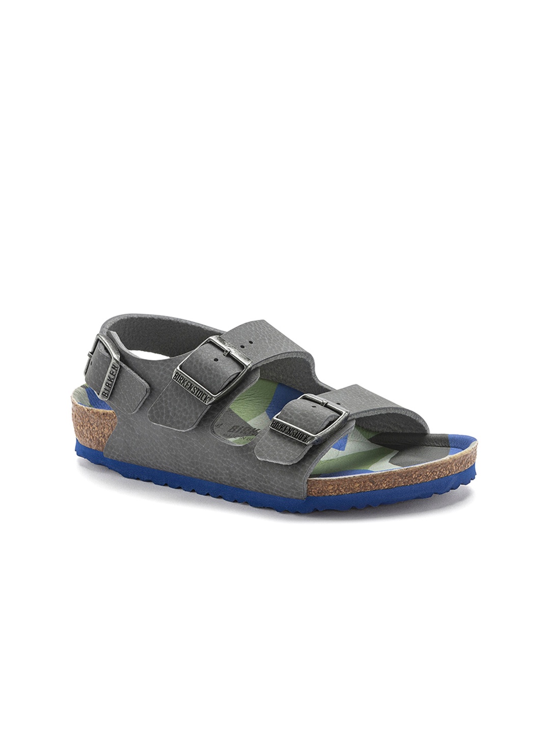 

Birkenstock Milano Desert Soil Camo Gray Narrow Width Birko-Flor With An Ankle Strap, Grey
