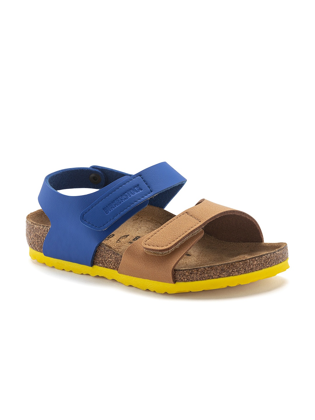 

Birkenstock Palu Logo Bs Caramel/Ultra Blue Narrow Width Nubuck With An Ankle Strap