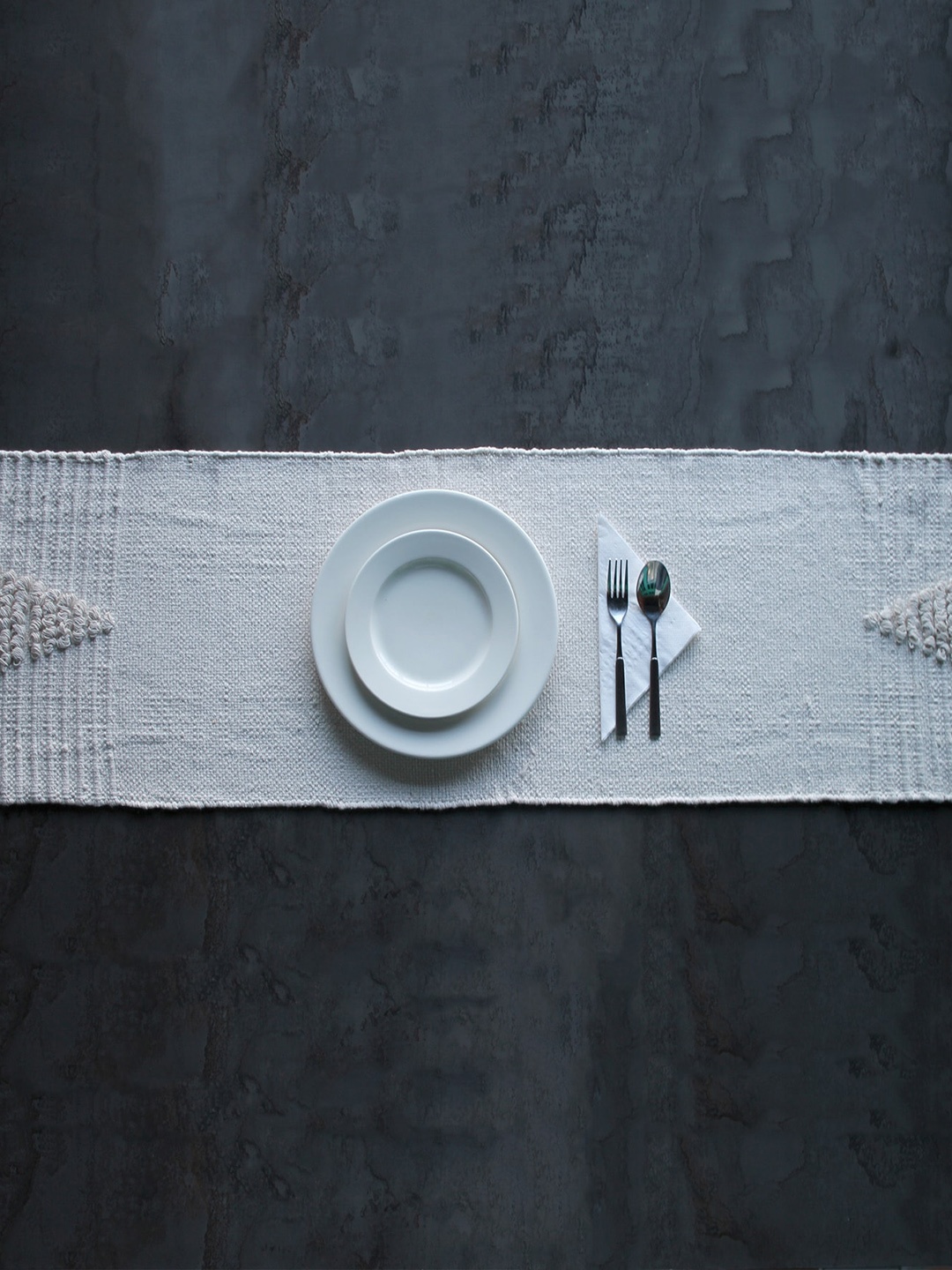 

THE little BIG STORE White Woven Design Pure Cotton Table Runner