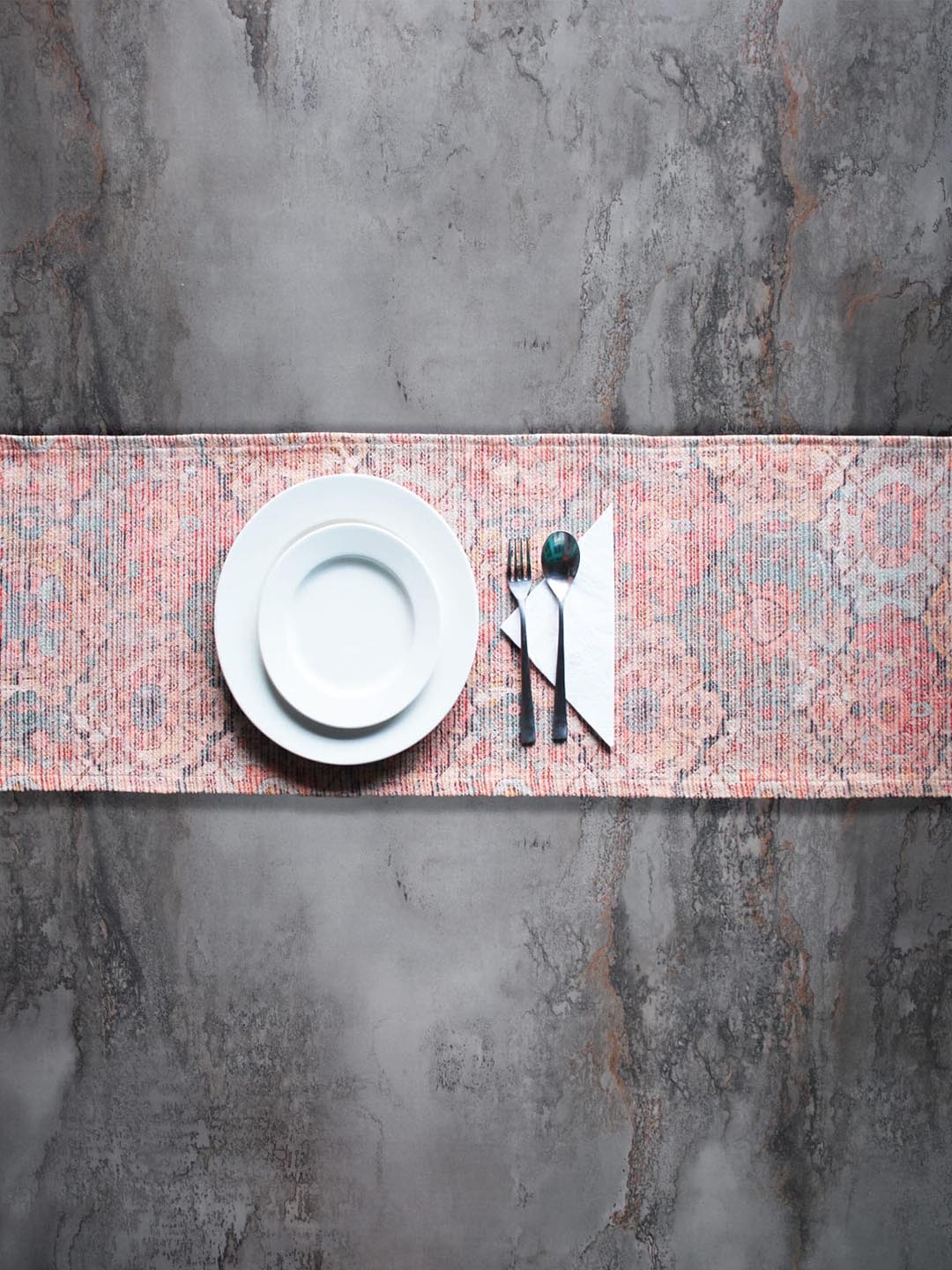 

THE little BIG STORE Pink & Blue Woven-Design Pure Cotton Table Runner