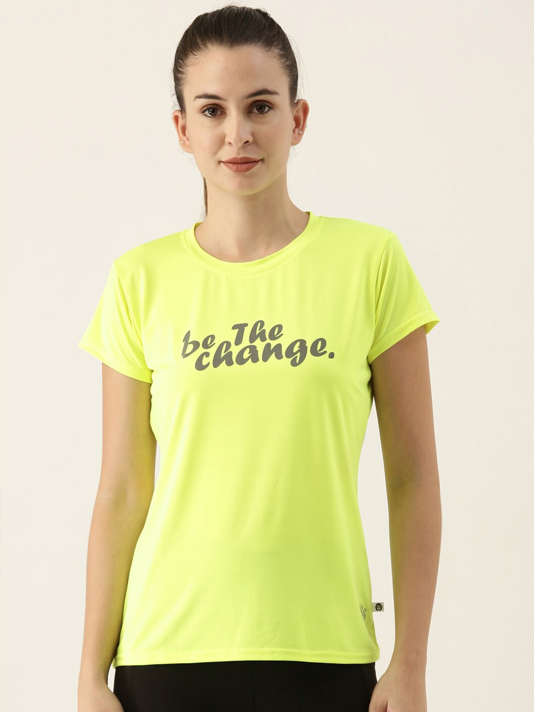 

Bannos Swagger Women Typography Printed Anti Odour T-shirt, Green