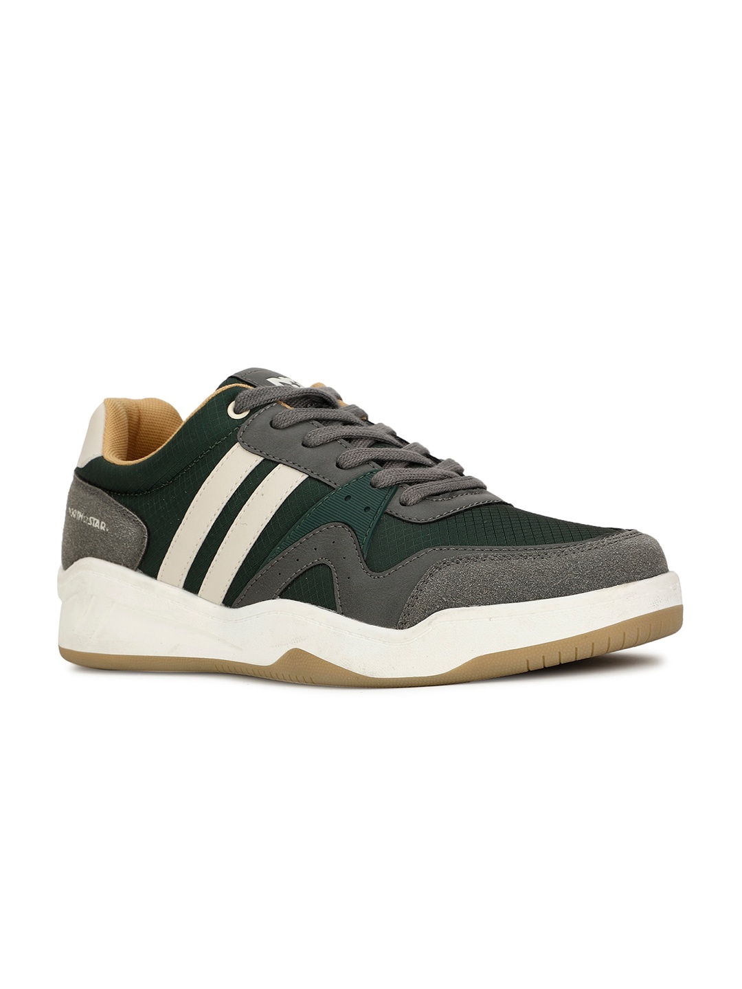 

North Star Men Lace-Ups Textured PU Sneakers, Green