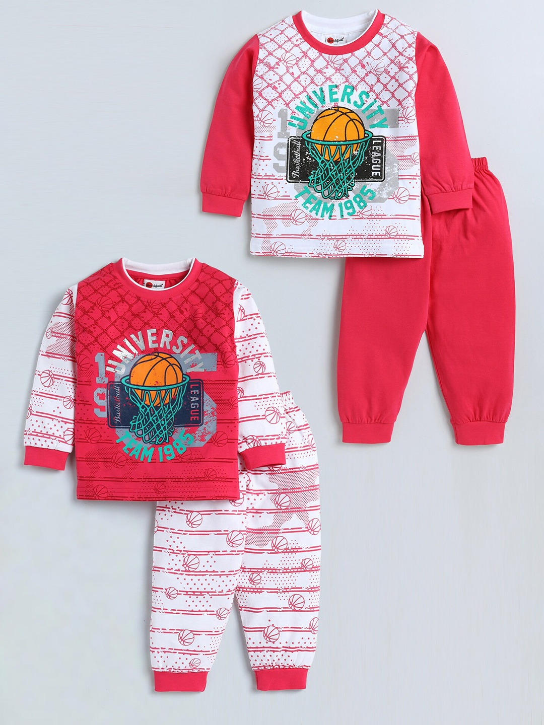 

Mars Infiniti Boys Set Of 2 Graphic Printed Pure Cotton T-shirt with Pyjamas, Pink