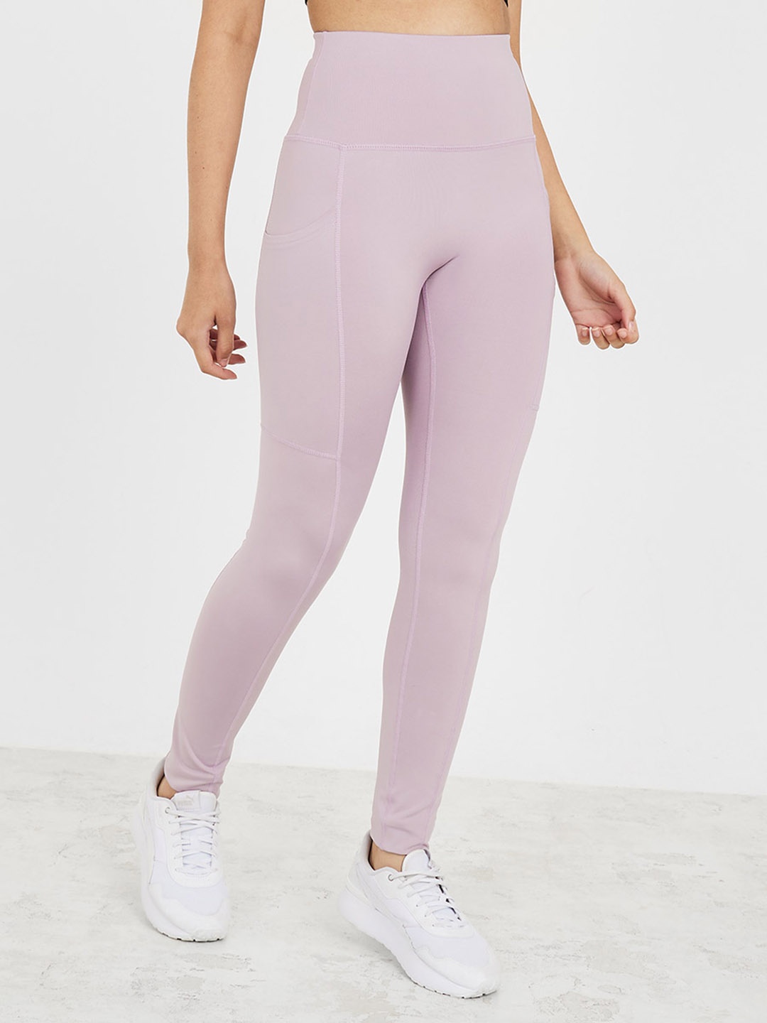 

Styli Women High-Rise Ankle Length Training Tights, Lavender