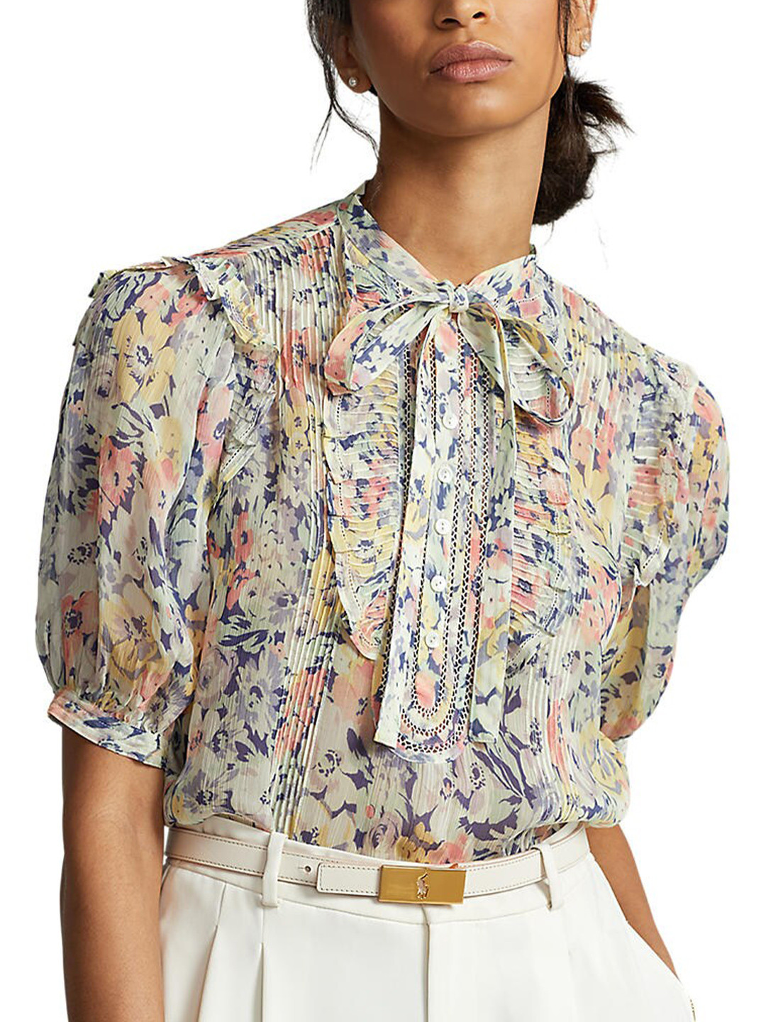 

Polo Ralph Lauren Women Floral Printed Crinkled Top, Blue