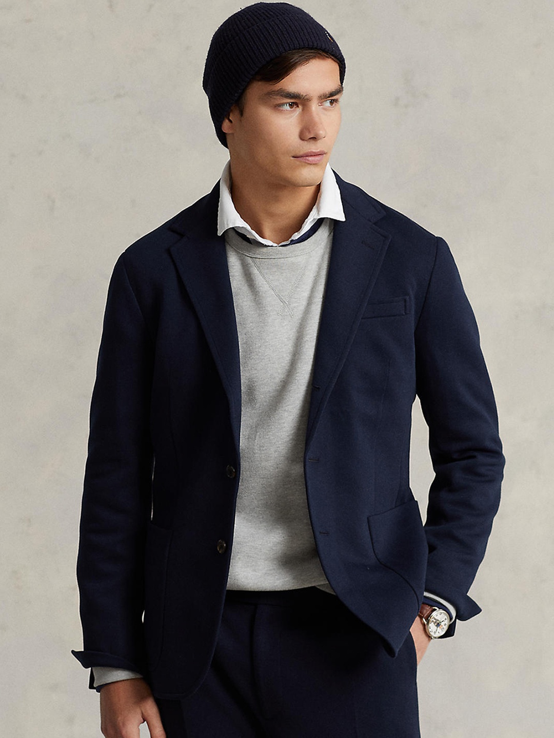 

Polo Ralph Lauren Men Single-Breasted Double-Knit Blazer, Navy blue