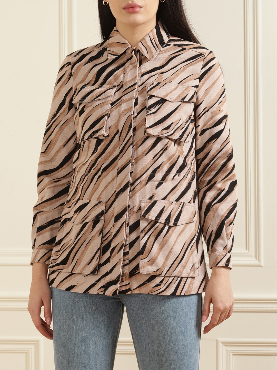 

Ted Baker Women Animal Printed Pure Cotton Tailored Jacket, Off white