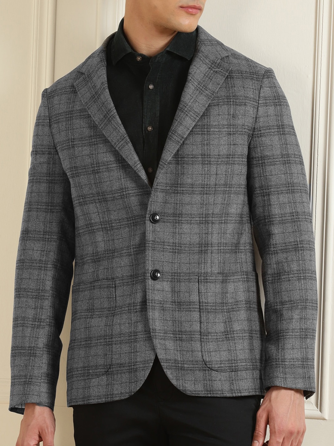 

Ted Baker Men Checked Regular Fit Single-Breasted Blazer, Charcoal