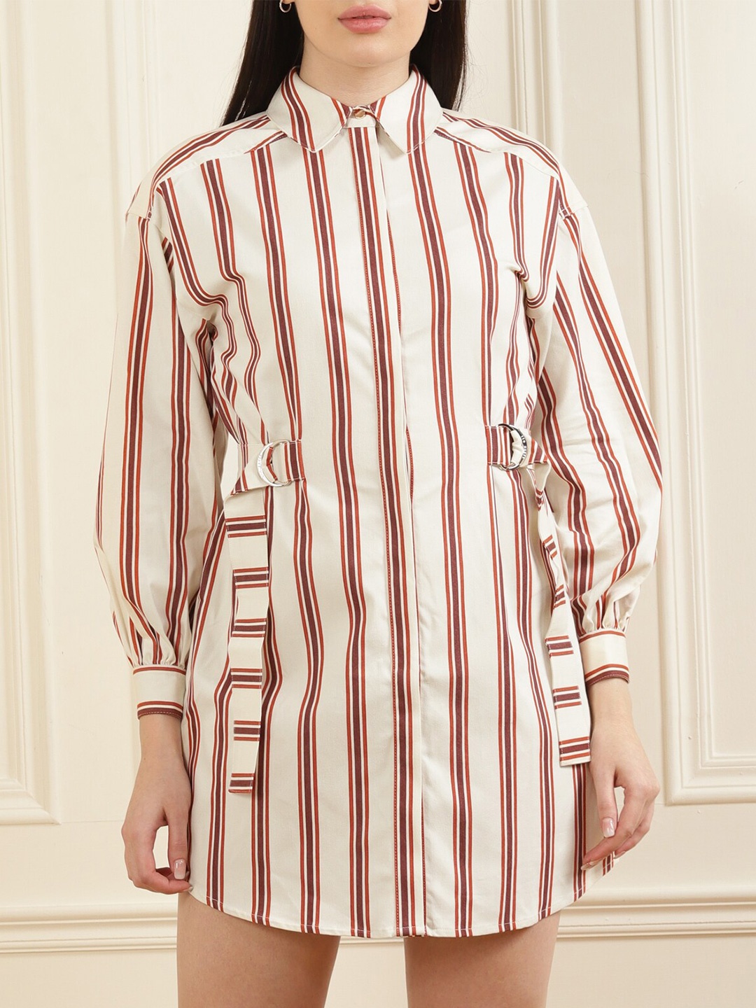 

Ted Baker Striped Shirt Cotton Dress, Beige
