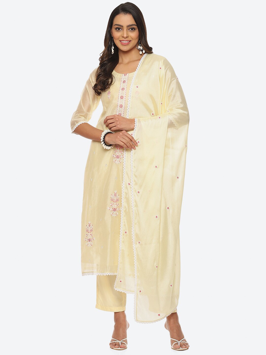 

Biba Embroidered Unstitched Dress Material, Yellow