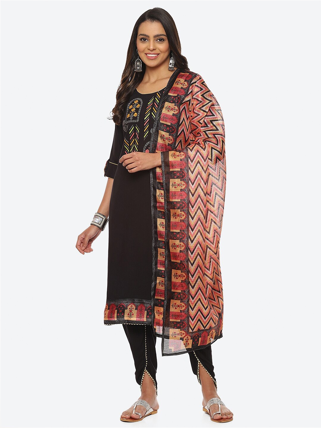 

Biba Embroidered Unstitched Dress Material, Black