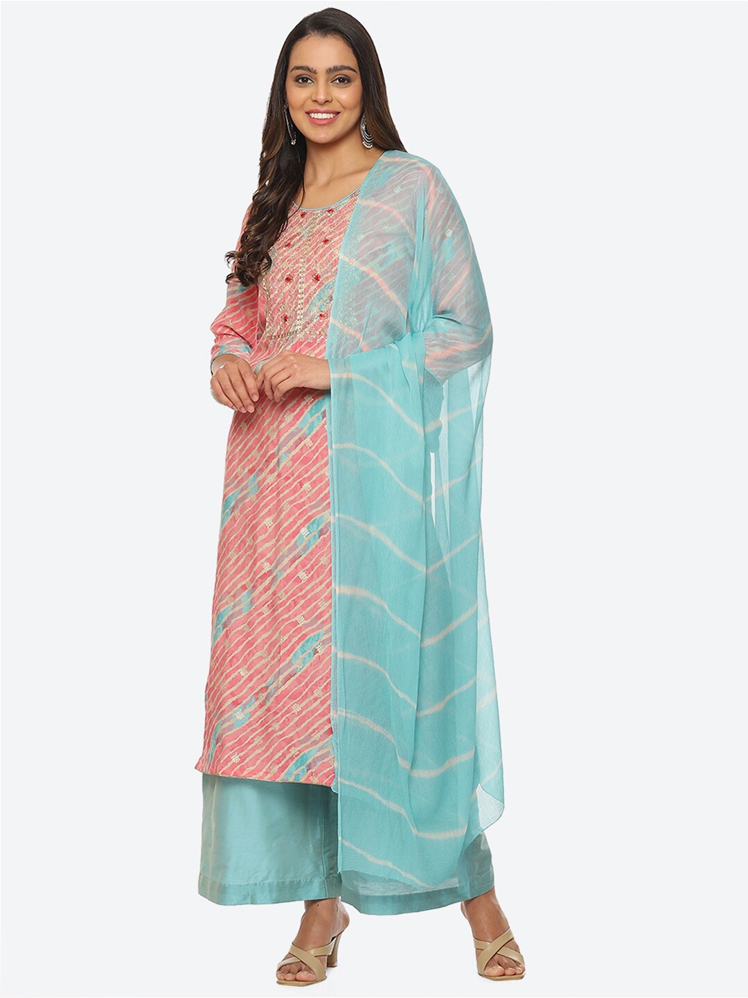 

Biba Embroidered Viscose Rayon Unstitched Dress Material, Pink