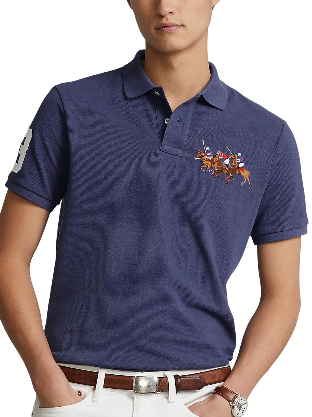 

Polo Ralph Lauren Men Slim Fit Polo Collar Cotton T-Shirt, Navy blue