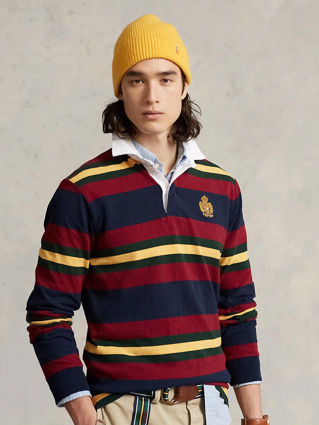

Polo Ralph Lauren Men Striped Pure Cotton Classic Fit T-shirt, Navy blue