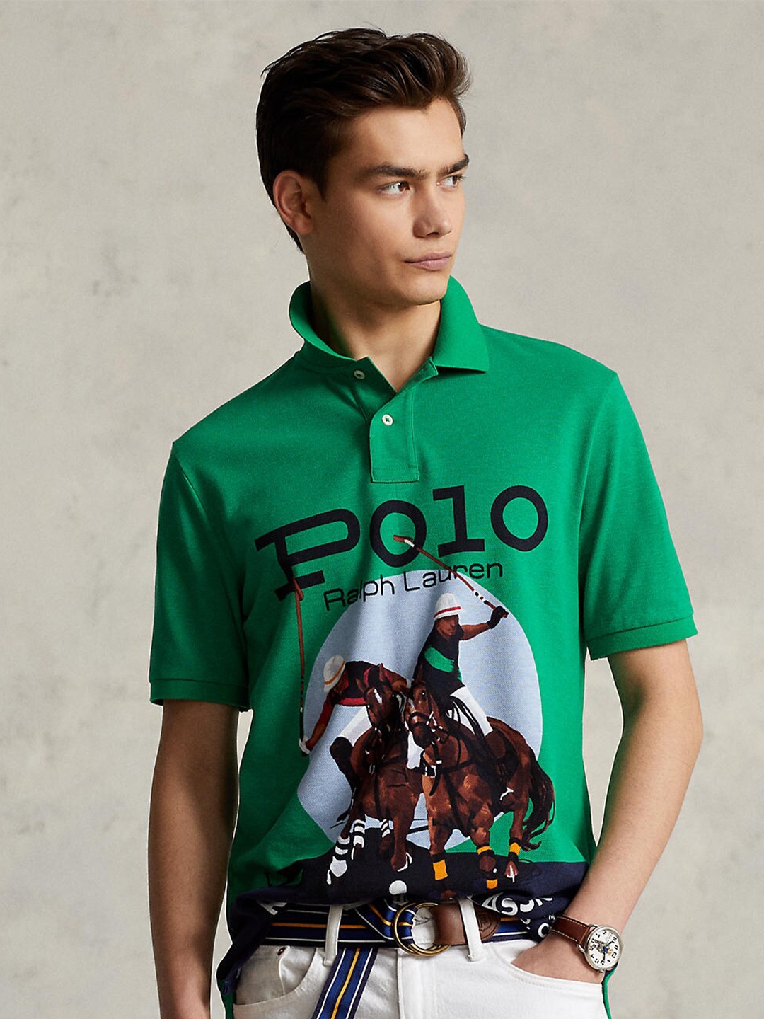 

Polo Ralph Lauren Brand Logo Printed Polo Collar Pure Cotton T-Shirt, Green