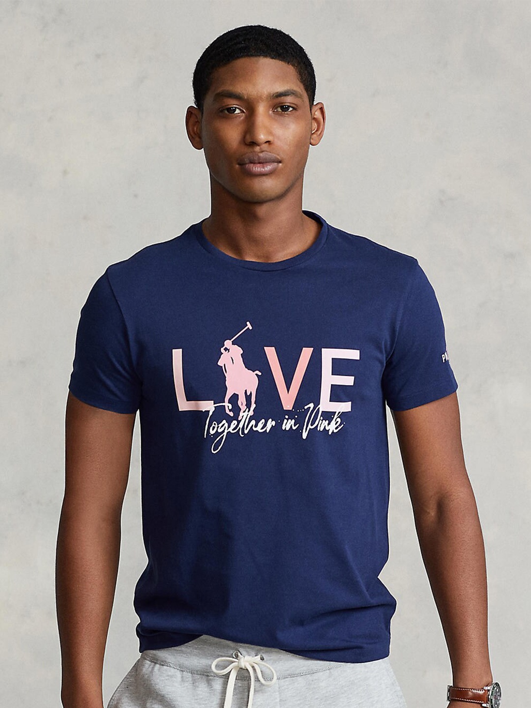 

Polo Ralph Lauren Men Typography Printed Slim-Fit Cotton T-Shirt, Navy blue