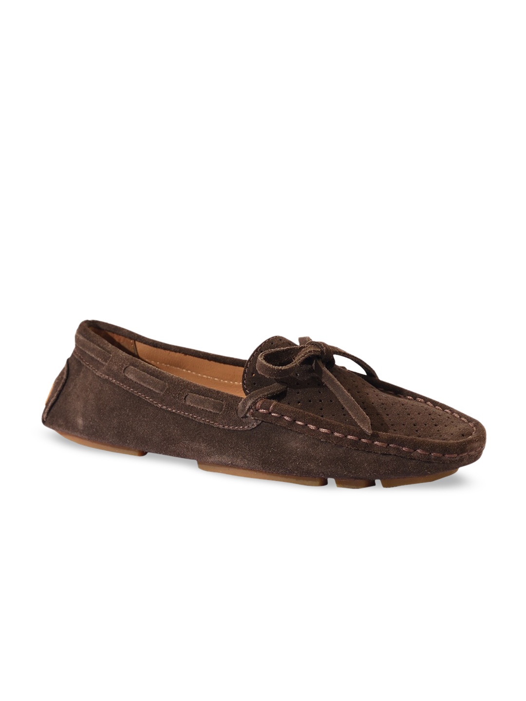 

Eske Women Textured Lightweight Leather Boat Shoes, Brown