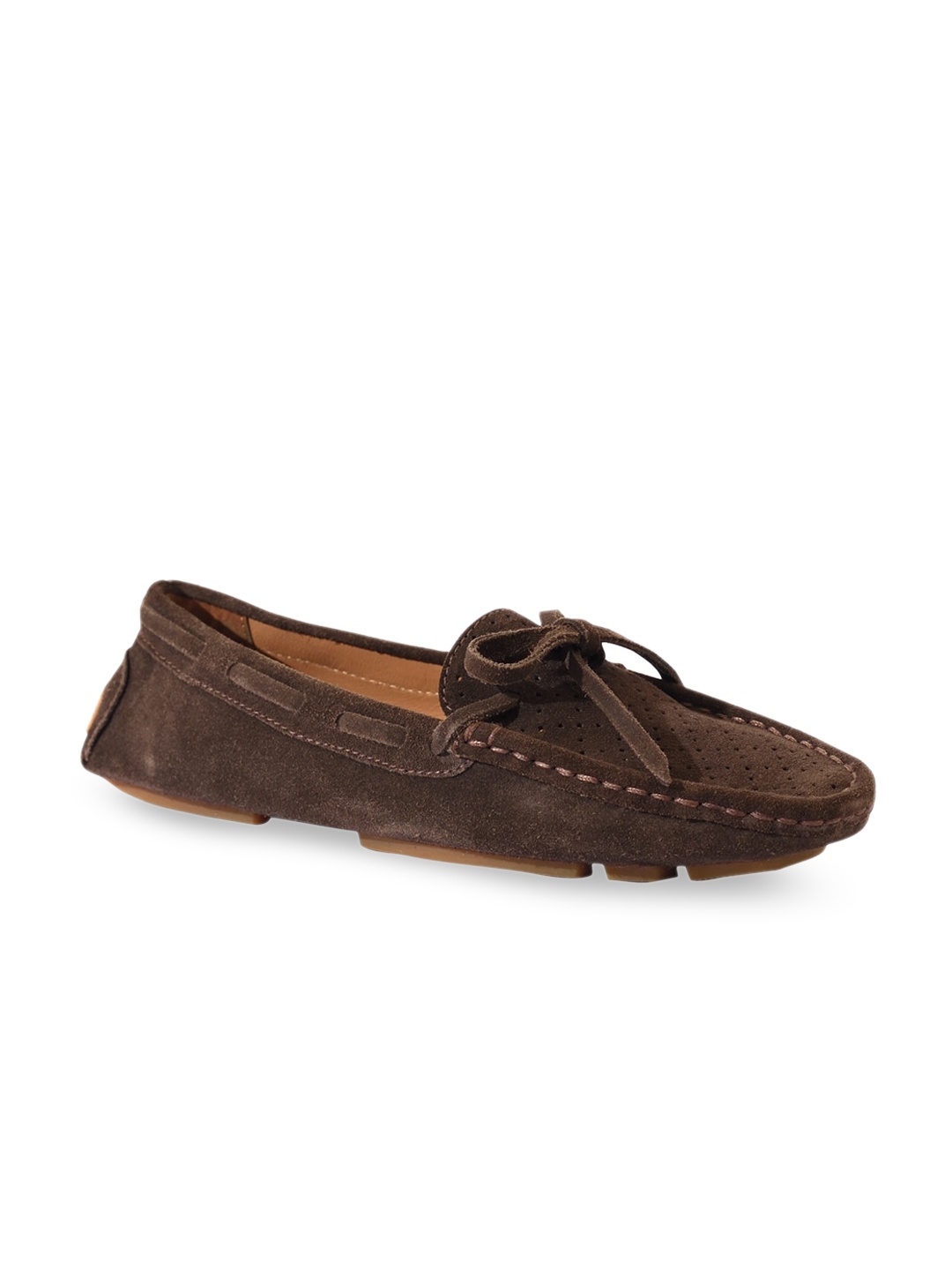 

Eske Women Textured Lightweight Leather Boat Shoes, Brown