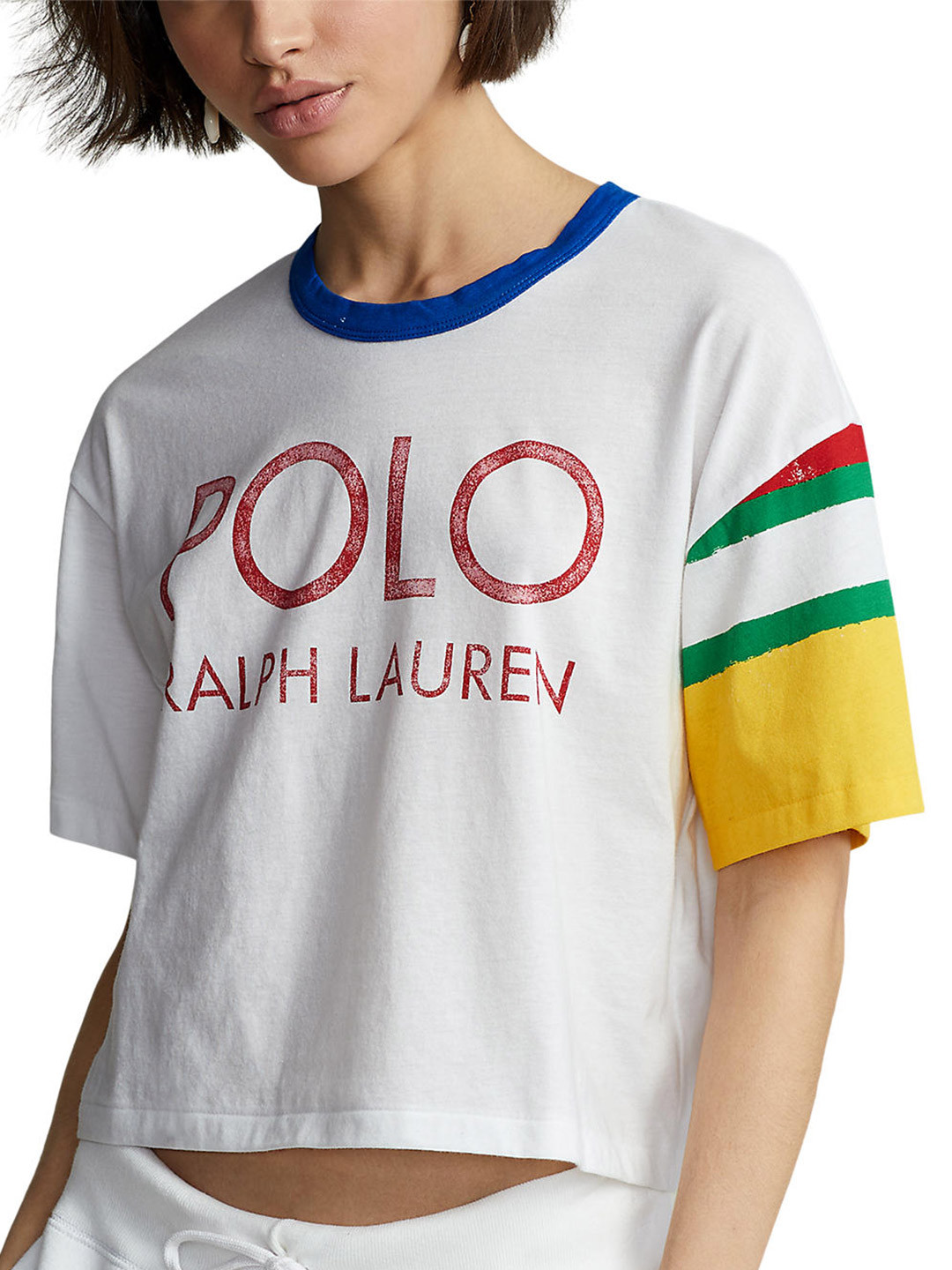 

Polo Ralph Lauren Women Typography Printed Cropped Cotton T-Shirt, Red