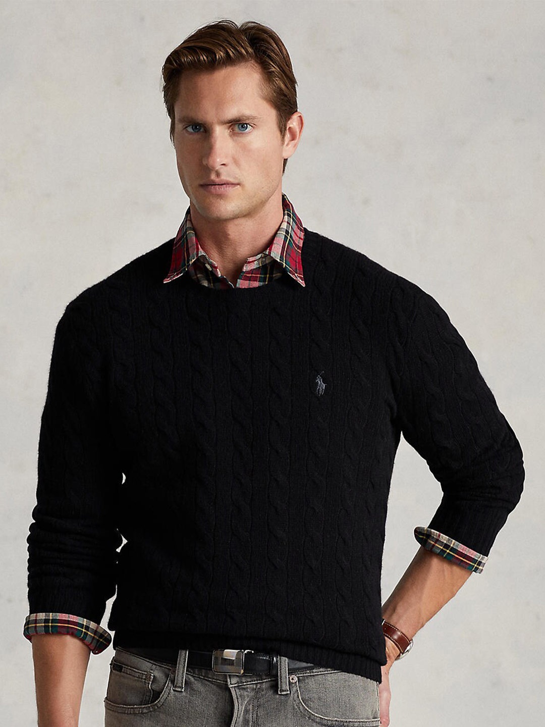 

Polo Ralph Lauren Men Self Design Cable Knit Pullover Sweaters, Black