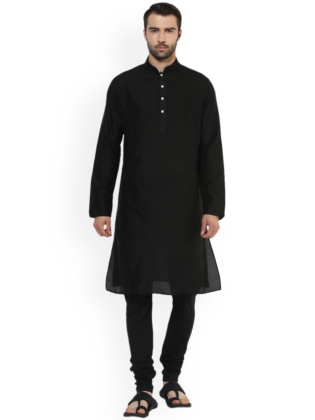 

KISAH Men Black Solid Kurta with Churidar