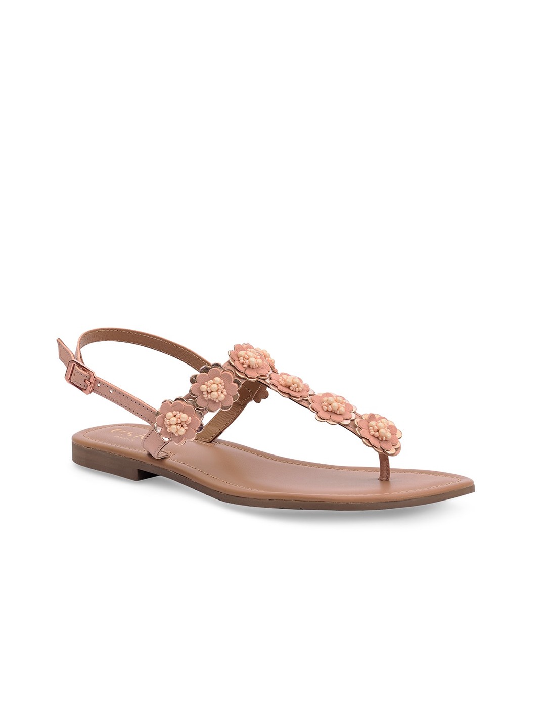 

Eske Women Embellished Leather T-Strap Flats, Rose
