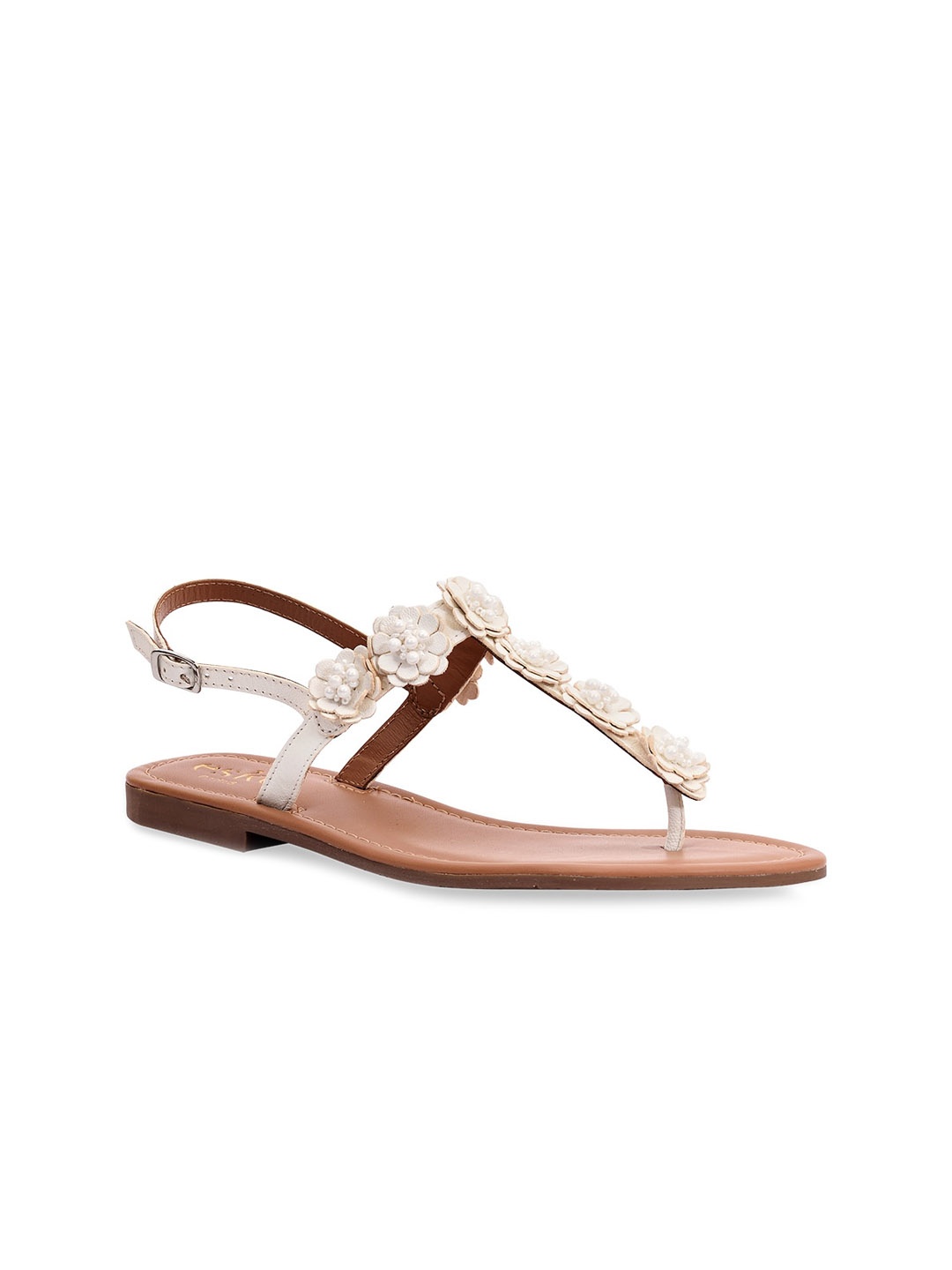 

Eske Women White T-Strap Flats With Bows
