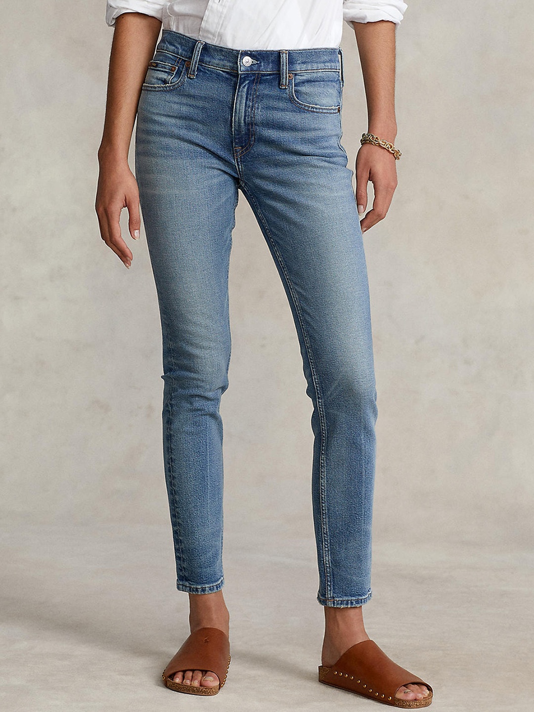 

Polo Ralph Lauren Women Cotton Skinny Fit Light Fade Jeans, Blue
