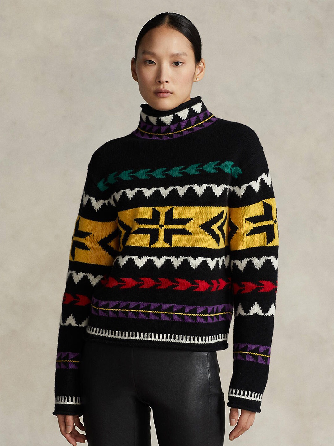 

Polo Ralph Lauren Women Geometric Printed Pullover Sweaters, Black
