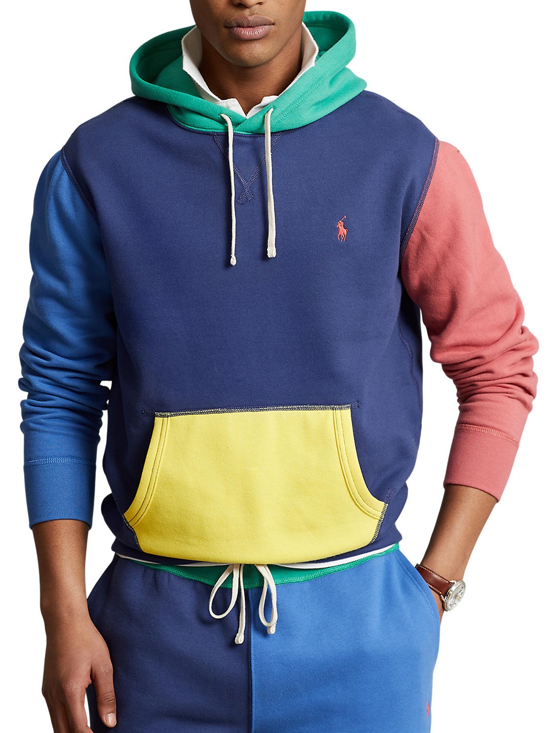 

Polo Ralph Lauren Men Colourblocked Hooded Pullover Sweatshirt, Navy blue