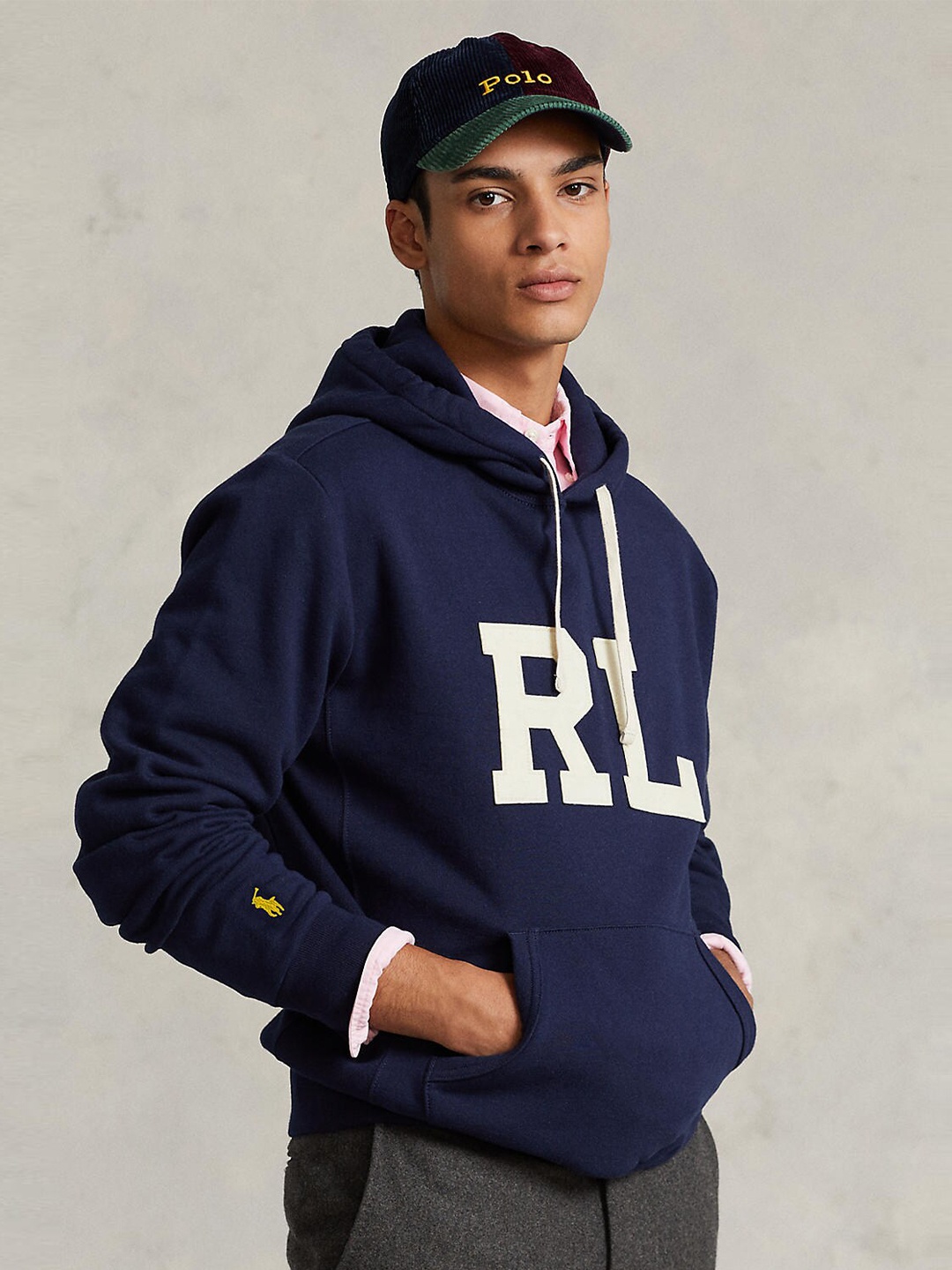

Polo Ralph Lauren Men Alphanumeric Printed Hooded Pullover Sweatshirt, Navy blue