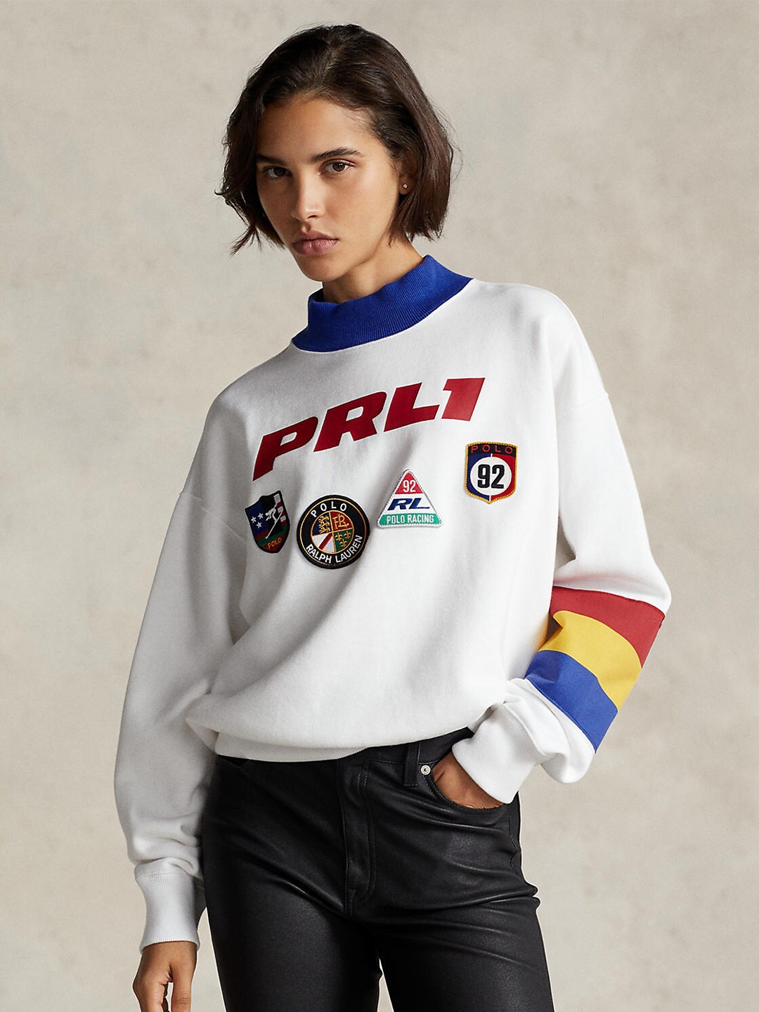 

Polo Ralph Lauren Women Colourblocked Fleece Sweatshirt, White