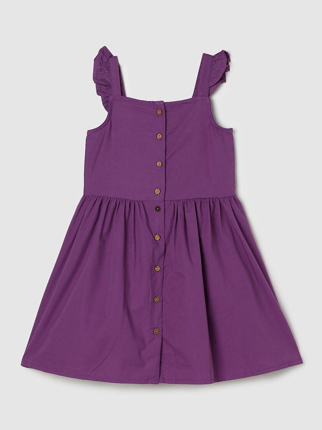 

max Girls Ruffled Pure Cotton Fit & Flare Dress, Purple