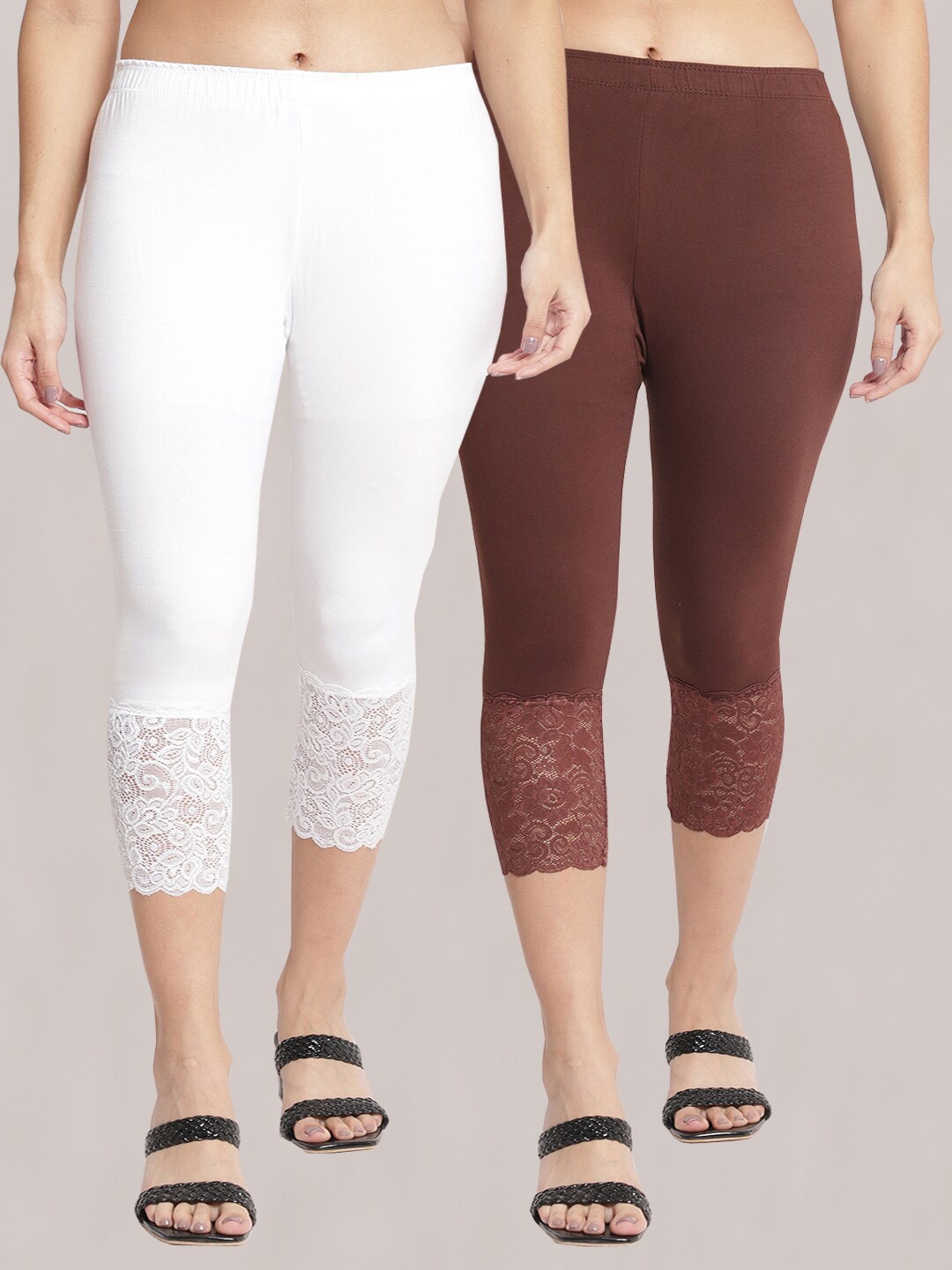 

Jinfo Women Pack of 2 Skinny Fit Capris, White