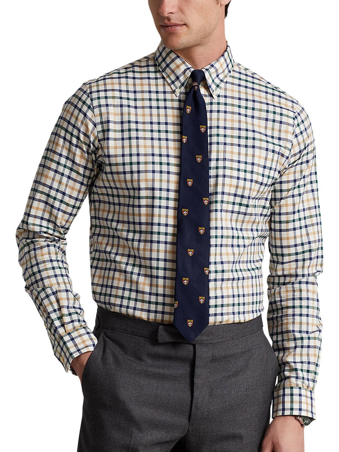 

Polo Ralph Lauren Tartan Checks Checked Cotton Formal Shirt, White