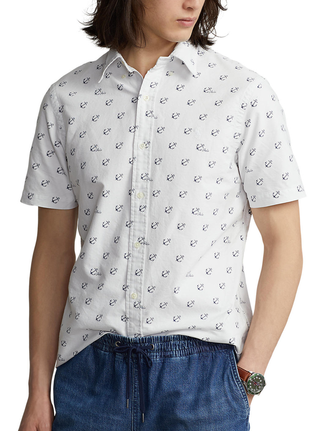

Polo Ralph Lauren Men Anchor Printed Cotton Shirt, White