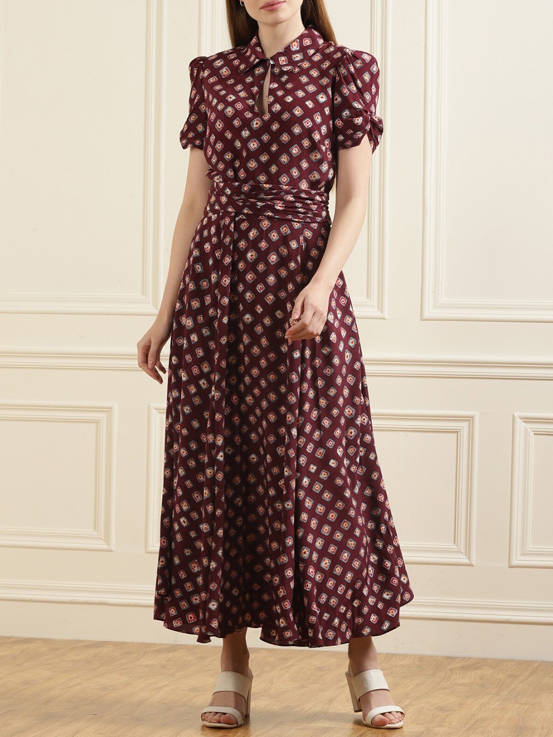 

Polo Ralph Lauren Tie And Dye Fit & Flare Maxi Dress, Burgundy
