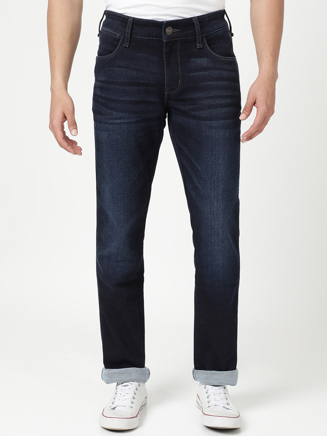 

Wrangler Men Skanders Straight Fit Light Fade Stretchable Cotton Jeans, Blue