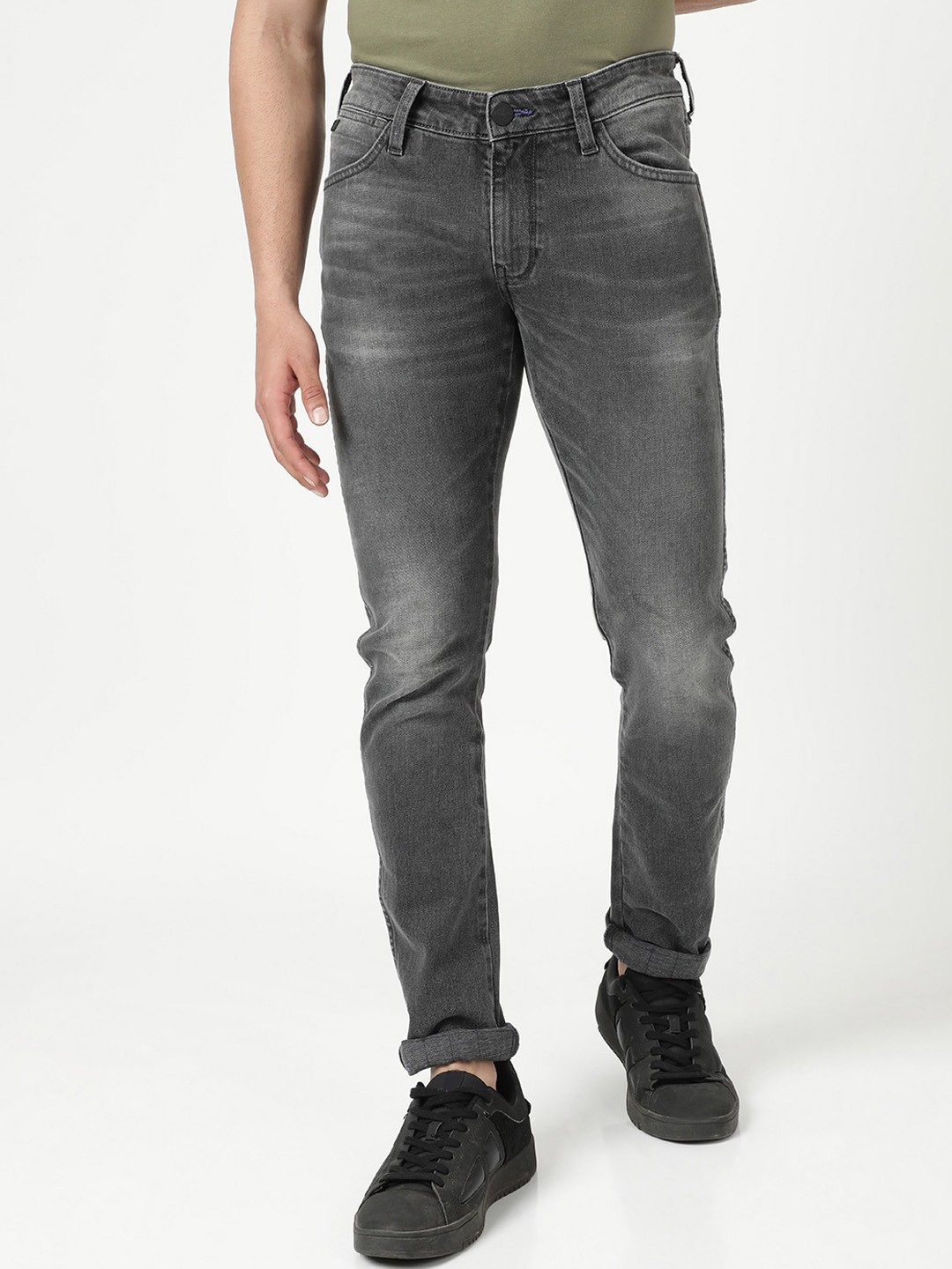 

Wrangler Men Skanders Slim Fit Heavy Fade Stretchable Jeans, Black