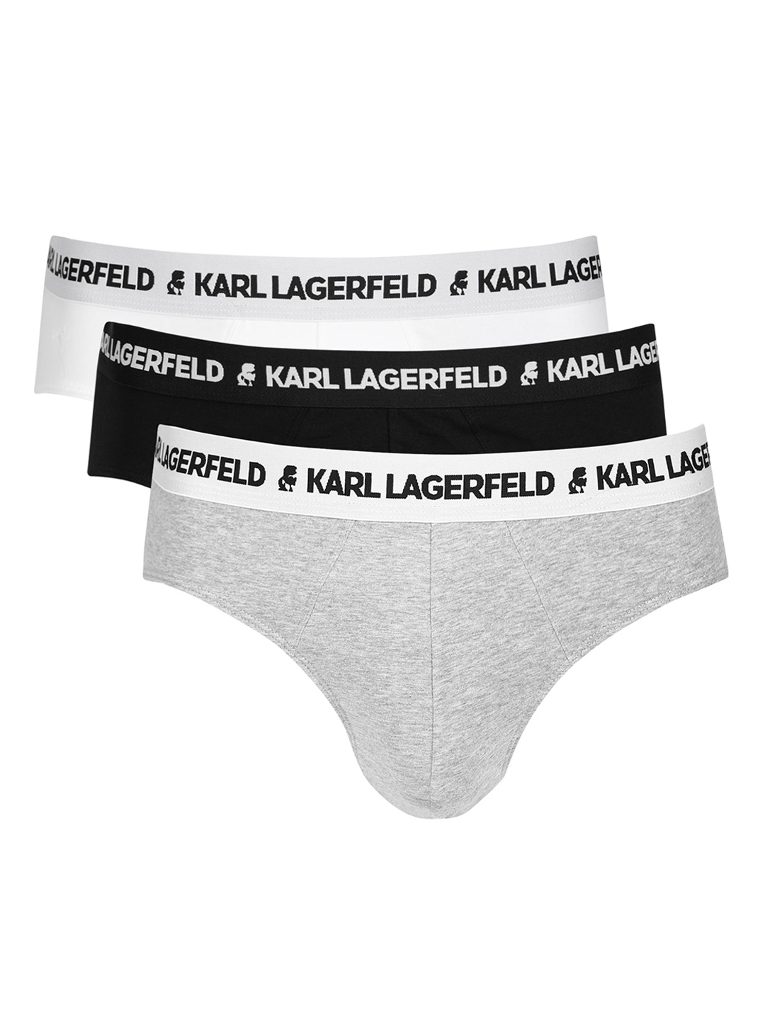 

Karl Lagerfeld Men Pack Of 3 Cotton Basic Briefs, Grey